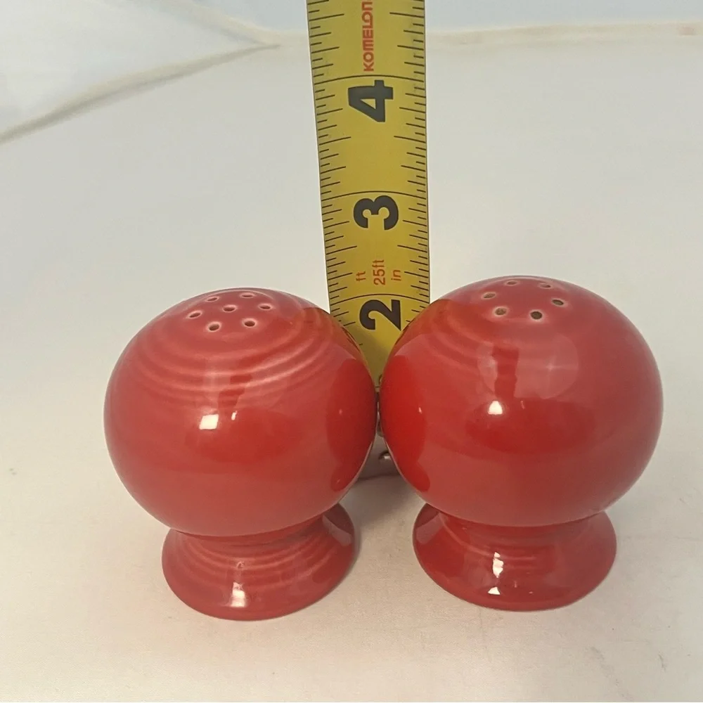 Vintage Fiestaware Small Red Ceramic Round Salt And Pepper Shakers